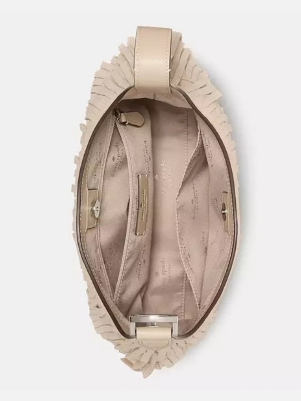 Kate Spade 454 Suede Fringe Small Shoulder Bag, Light Sand - Picture 3 of 9